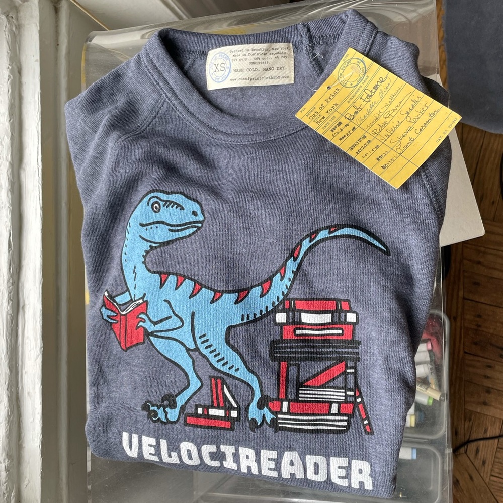 VELOCIREADER cute unisex crewneck sweatshirt NWT